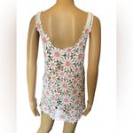 Hobie Pink White Sheer Crochet Boho Hippie Earthy Floral Daisy Micro Mini Dress Photo 3