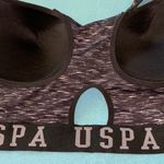 U.S. Polo Assn. sports bra black gray key hole racer back lightly padded size L Photo 2