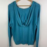 CAbi Hop to Knit Hoodie Small Blue V-Neck Pullover Sweater Comfy Cotton Blend Photo 3