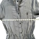 Artisan NY Utility Jacket Small Gray Linen Zip Snap Cargo Pocket Coat Adjustable Photo 5