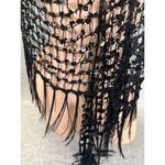 Vintage Black Gothic Lace Shawl Wrap Sequin Whimsigoth Stevie Fringe Open Front Photo 8