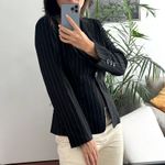 Bebe  suit jacket blazer size 4 black striped classic cotton one button Photo 1