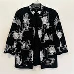 Ming Wang Knit Front Hook Closure Sweater Jacket Women's XS Black White Career Photo 0