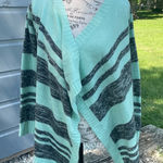 Charlotte Russe  Aqua and Charcoal‎ Striped Open Front Sweater Photo 0