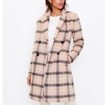 Loft NWOT  Plaid Double Breasted Coat Pink Gray Wool Blend Gorpcore Outdoor Sz M Photo 1