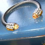 New Open Cable Bracelet w/ Amber Stone Silver Photo 0