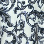 EXPRESS Shirt Womens Small Slim Fit Portofino White Blue Scroll Print Office Photo 5