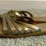 Ancient Greek Sandals Slides Strappy Gold Size 40 Light Gold Photo 0