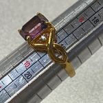 Elegant 14k Gold Plated Emerald Cut Amethyst Cocktail Ring Size 9 Purple Photo 7