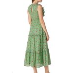 Banjanan Iris Ruffle Floral Midi Dress Women Medium Green Prairie Peasant Boho Photo 11