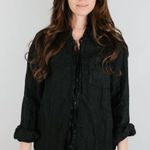 CP Shades  Lagenlook 100% Linen Button Down Shirt‎ Black Size Small Photo 0