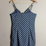 Paper Crane Polka Dot Bodycon Mini Dress Women's Medium Blue White Pin-Up Retro Photo 2