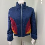 Forever 21 Puffer Jacket medium navy with rainbow side detail Photo 1