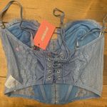 Edikted  Blue Lace Corset Top Boning Goth Fairy Steampunk Bustier‎ Medium NEW Photo 3