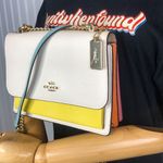 Coach Leather Single Flap Crossbody Shoulder Bag Rainbow Leather Side Inset NWOT Photo 0