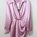 ZARA mini dress satin effect drapped long sleeve pink party wedding coctail Photo 3