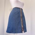 Old Navy Vintage ‘01 Dark Denim Zip-Up Mini Skirt w/ Faux Leather Trim Photo 5