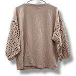 A New Day  Taupe‎ Eyelet Sleeve Sweatshirt Women’s Size XL Pullover Casual Photo 2