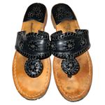 Jack Rogers  1960 Hamptons whipstitched black leather thong sandals! Photo 3