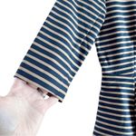 Gap Striped Black Tan Fit & Flare Mini Dress Pleated w/ Pockets 3/4 Sleeves Photo 7