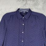 Lands' End Lands End Shirt Womens 10 Navy Blue Polka Dot Button Up Blouse Preppy Feminine Photo 3