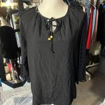 Notations tie front round neck hollow long sleeves super silky new with tag Sz S Same day shipping  Smoke and pets free  New with tag Photo 0
