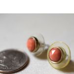 Vintage Very Petite Coral Inlay Gold Tone Post Casual Y2K Earrings Orange Photo 1