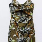 ZARA  PRINTED MINI DRESS WITH CUT-OUT DETAIL TROPICAL BROWN YELLOW S SMALL 8 4 36 Photo 4
