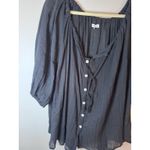 Vitamin A  'Costa' Cover-Up Tunic Shirt, Cotton Crinkle, Black Sz S NWT $128 Photo 5