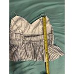 EXPRESS  Striped Tank Top Cropped Babydoll Umpire Gray White Adjustable Straps Photo 3