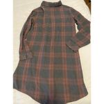 Cloth & Stone  Grey Burgundy Plaid Longsleeved Collared Dress Sz Small S Shift Photo 3