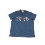 Bobbie Brooks Woman Embroidered Denim Shirt Cottagecore Short Sleeve Top Blue Size 18 Photo 1