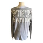 Victoria's Secret -PINK NATION-LONG SLEEVE GRAY TOP-SIZE LARGE Pink Nation logo on front and large Pink Nation on the back. Excellent condition Mead: Bust: armpit to armpit 22 inches Length: shoulder seam to bottom 25 1/2 inches Photo 3
