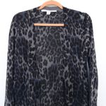 Diane Von Furstenberg  Womens Cardigan Size S Gray Black Leopard Cozy Casual Chic Photo 0