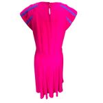 Silk Studio Petites 100% Silk‎ Pink Blue Pleated Sleeve Midi Dress Size 6P Photo 1