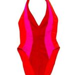 Keiko NY Colorblock Halter Hourglass One Piece Bathing Suit Swimsuit Pink Photo 0