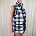 J.Crew Women's Excursion Quilted Plaid Buffalo Down Blend Vest Navy Ivory Sz M Photo 5