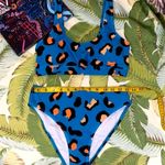 NWT | PINE Blue Leopard Split Back High Waist Bikini | Size Medium Photo 2