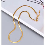 Boutique 3mm Gold Herringbone Necklace | Gold Plated‎ Sterling Silver Photo 8