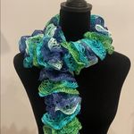 Multicolor Ruffled Scarf blues and greens Blue Photo 1