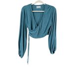 Urban Outfitters  Blue Cropped Rib Top Cuff Sleeves Medium Photo 10