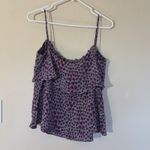 Rory Beca  Silk Gray Grey Purple Allover Abstract Heart Ruffle Cami Tank Small Photo 5