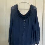 EUC | Piazza Roma women’s 100% silk dark blue blouse — medium Photo 0