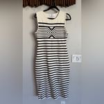 La Ligne Emmanuelle striped knit midi dress navy blue cream size XL Photo 5