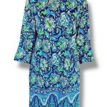 Jude Connally Size M Blue Floral Paisley Flutter Sleeve Dress Made in USA Size M Photo 0