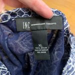 INC International Concepts Navy Blue & White Lace Print Long Sleeve Top Size XL Blue Photo 4