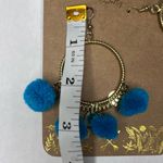 Shiraleah CHICAGO Zola Turquoise Blue Earrings Boho Gypsy Pom Hoops NWT Photo 3