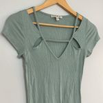 EXPRESS Soft Cap Sleeve Ribbed Cutout Vneck Tshirt Photo 1