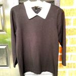 Karl Lagerfeld  Black Sweater with White Collar Top Women's Size Medium Photo 0