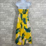 Lulus Strapless Yellow and Green Tropical Jumpsuit Photo 6